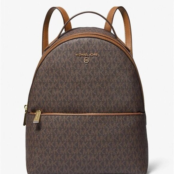 Michael Kors Valerie Backpack Medium Logo Brown Acorn #30F2G9VB2B New Sealed